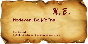 Moderer Bojána névjegykártya